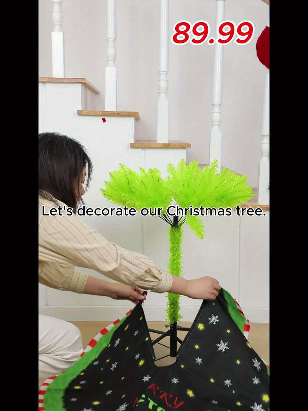 6-foot Artificial Christmas Tree - Bendable, Unique Decorations, Tree Skirt, String Lights, Christmas Ball | Party Decor for Shop Window