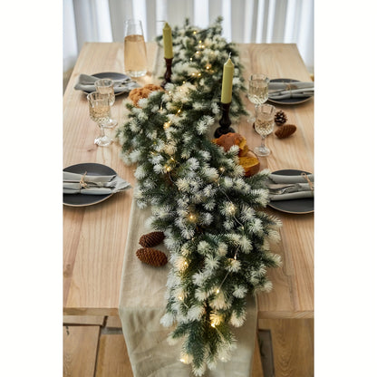 6FT Christmas Wreath, Artificial Pine And Cypress Wreath, Christmas Decoration Watch Set, Background Wall Room, Winter Wreath, Indoor Christmas Decoration, 8-function Battery, 50 Light Beads