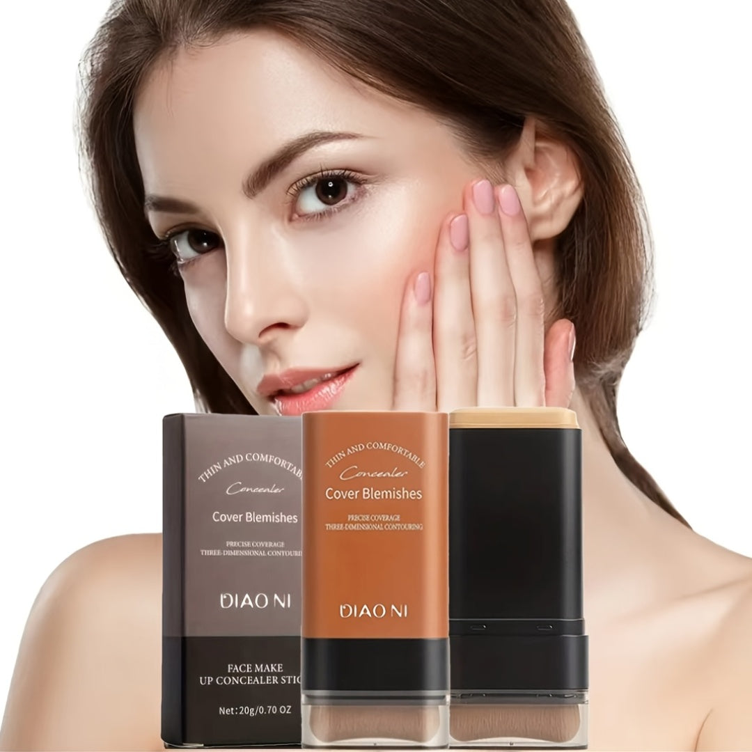 2-in-1 Concealer & Foundation Stick - Waterproof & Sweatproof Full Coverage Foundation With Buildable Concealer, Long-Lasting Matte Finish, All-Day Wear For Flawless Makeup - Suitable For All Light Beige Types Including Sensi