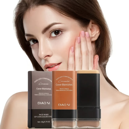 2-in-1 Concealer & Foundation Stick - Waterproof & Sweatproof Full Coverage Foundation With Buildable Concealer, Long-Lasting Matte Finish, All-Day Wear For Flawless Makeup - Suitable For All Light Beige Types Including Sensi