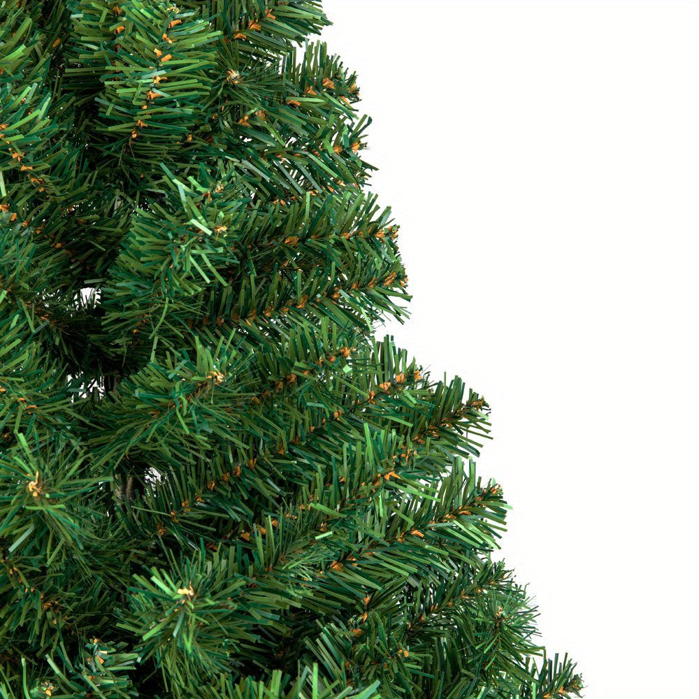 8ft Full Green Flat Top Christmas Tree with Sturdy Metal Stand - 1138 Branches for Indoor And Outdoor Holiday Decorations