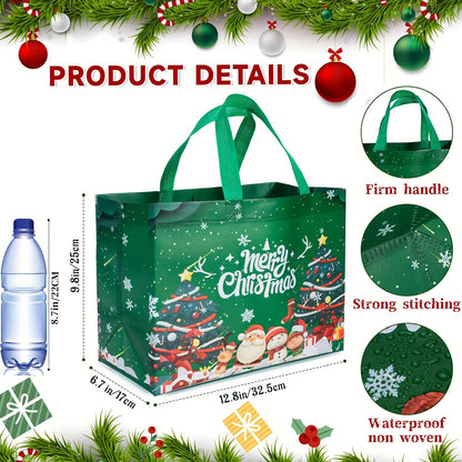 [Trending] Large Christmas Gift Bags with Handles, Reusable Non-Woven Holiday Tote Bags for Gifts, Party Favors & Decorations, Festive Red/ Green/ Blue, 12.8"X9.8"X6.7"