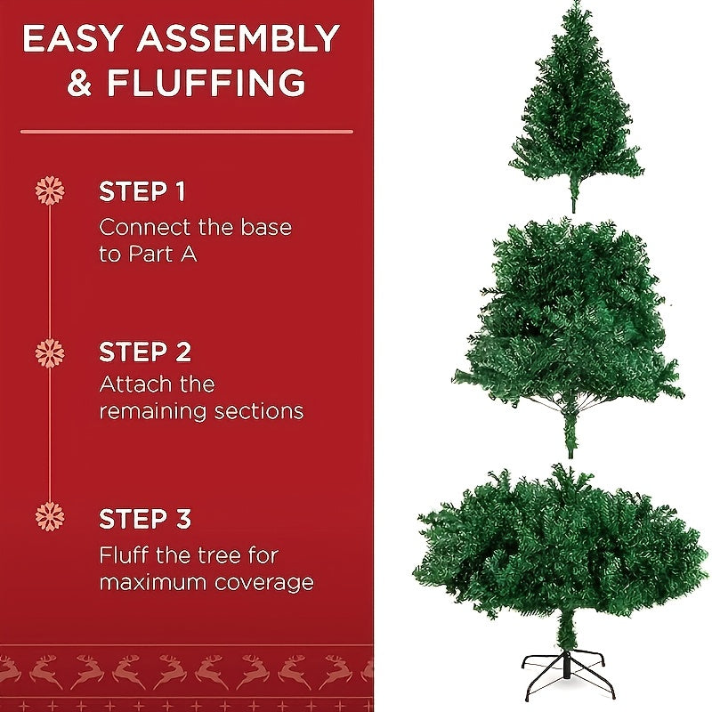 A High-quality Artificial Christmas Tree Consisting Of 1000 Branches At 6.5 Feet Is Easy To Assemble And Comes With A Metal Base, Making It Perfect For Holiday Parties And Families To Decorate The Christmas Tree Together