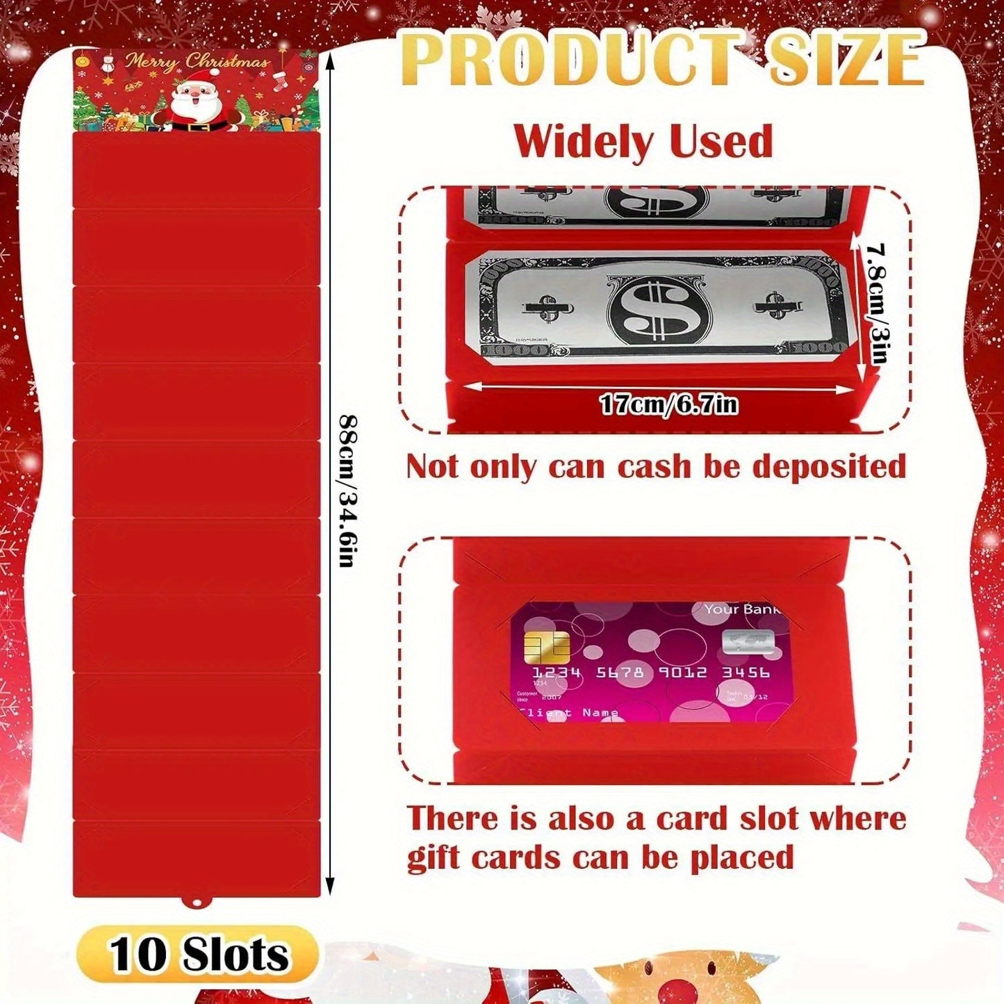 3/6pcs Of New Christmas Cash Gift Envelopes with Wallets, Christmas Cash Envelopes with Multiple Slots, Suitable As Christmas Gifts, Can Hold Cards, Practical Christmas Present, Christmas Gift Bags, Christmas Decorations, Gif