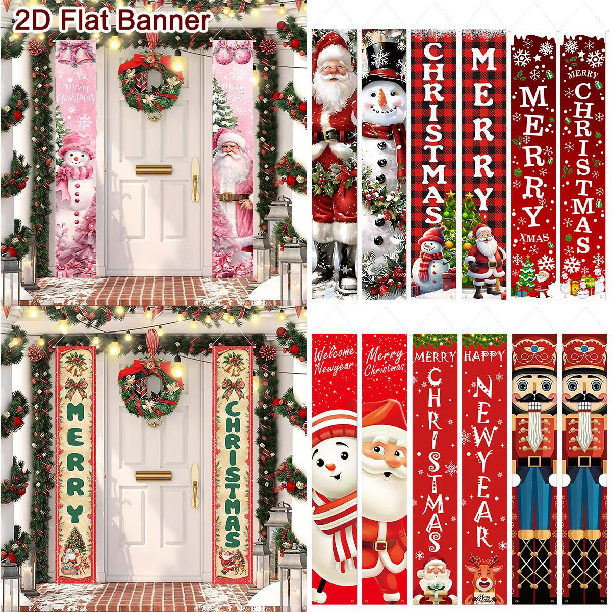 Christmas Door Banner Door Couplet Merry Christmas Decoration for Home 2025 Navidad Kerst Natal Noel Xmas Decor New Year 2026
