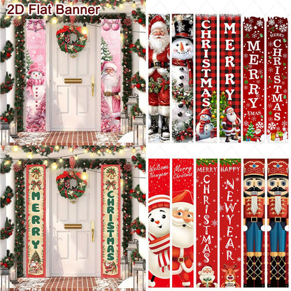Christmas Door Banner Door Couplet Merry Christmas Decoration for Home 2025 Navidad Kerst Natal Noel Xmas Decor New Year 2026