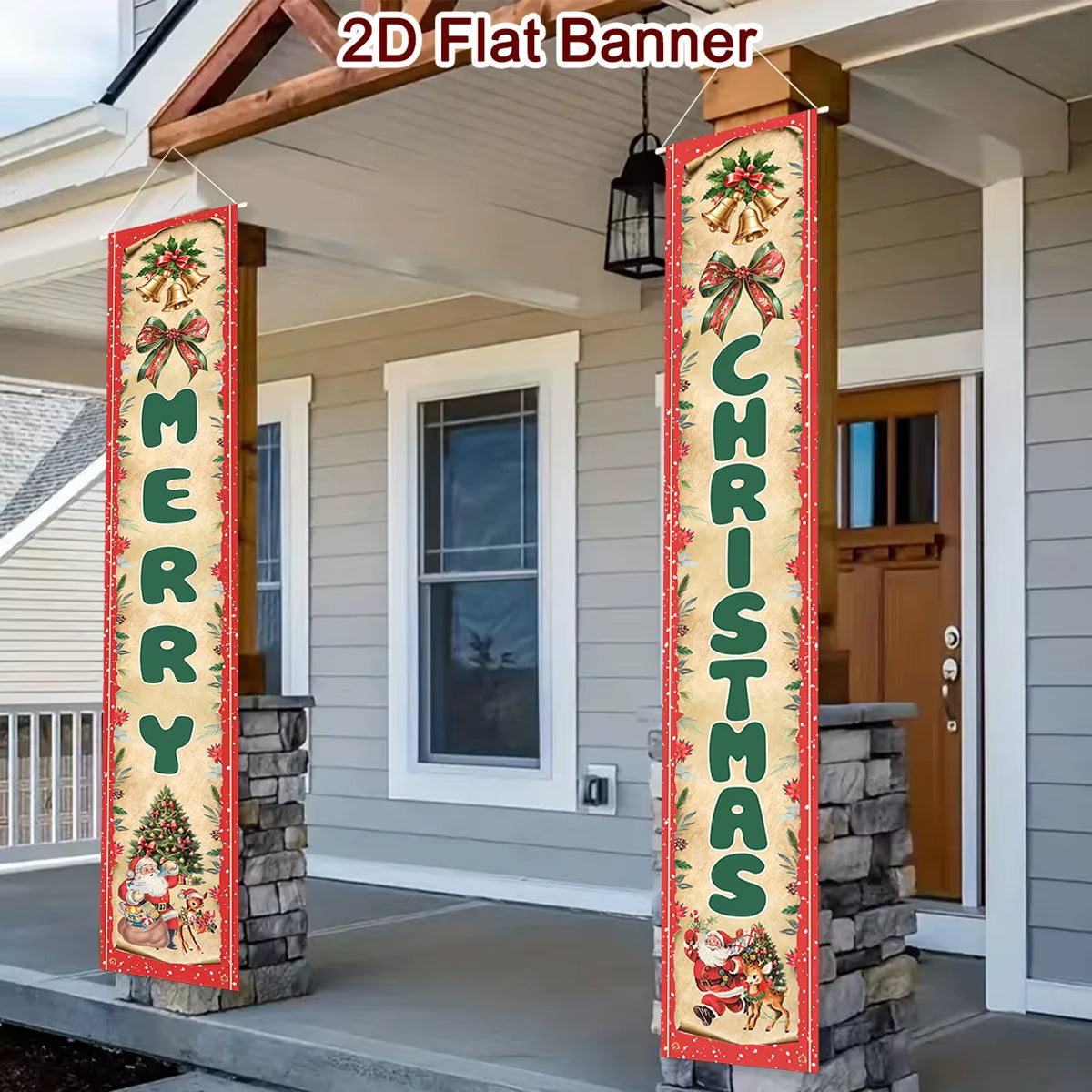 Christmas Door Banner Door Couplet Merry Christmas Decoration for Home 2025 Navidad Kerst Natal Noel Xmas Decor New Year 2026