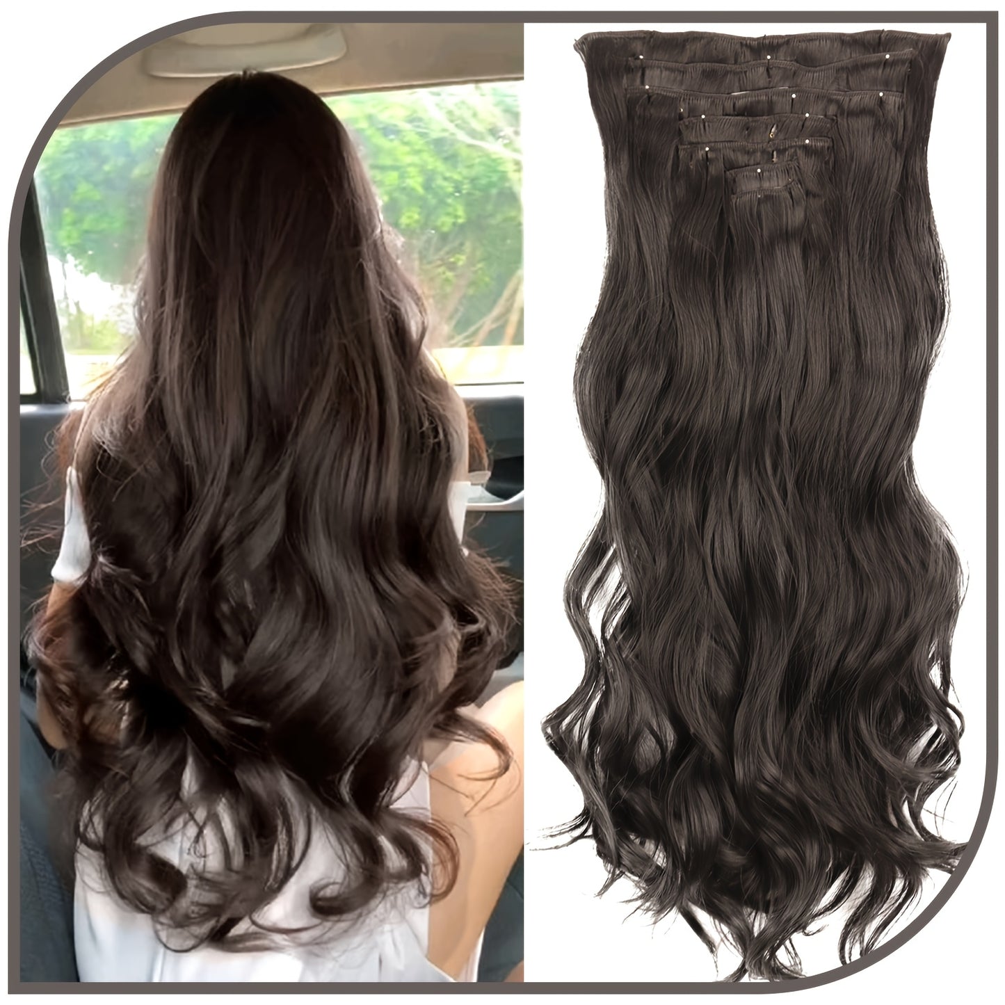 7 Sets (16 Clips) Clip-In Curly Hair Extensions for Women - 24" Long Blonde/Brown/Beige/Balayage Ombre Wavy Wig Pieces, -Looking Volume & Length for Everyday, Parties, Weddings, Sensitive Scalp Friendly - Easy Clip-On Extensi