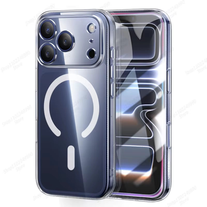 Ultra-Thin Transparent Phone Case for Iphone 17 16 Pro Max 13 12 Mini 14 15 plus 16E 17 Air for Magsafe Magnetic Protector Cover