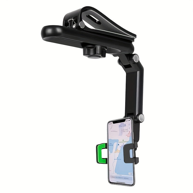 1 Universal 1080 ° Rotatable Car Phone Holder, Installed On The Sunshade Car Holder, Durable ABS Material, Suitable For Adjustable Installation In Bedrooms, Kitchens, And Vehicles