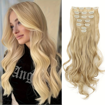 Suitable for Women 16 Cards 7pcs Water Ripple Large Wave Viscose Hair Extension Pieces Increase Hair Volume Wig Pieces Halloween