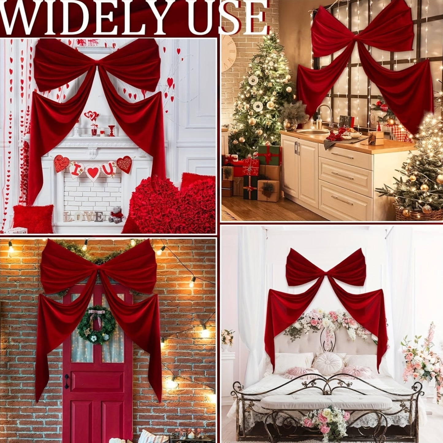 1pc Giant Luxurious Red Bow Party Decoration - 31.5 Inch Elegant Satin Tassel Ribbon with Large Full Round Bow & Long Trailing Tail, Self-Standing Design for Christmas, Birthdays, Weddings, New Year'S Eve - No /Electricity, D