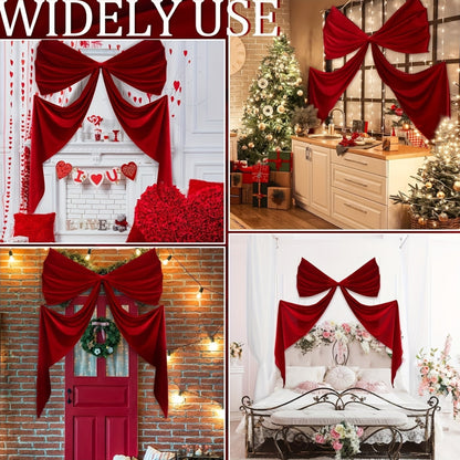 1pc Giant Luxurious Red Bow Party Decoration - 31.5 Inch Elegant Satin Tassel Ribbon with Large Full Round Bow & Long Trailing Tail, Self-Standing Design for Christmas, Birthdays, Weddings, New Year'S Eve - No /Electricity, D