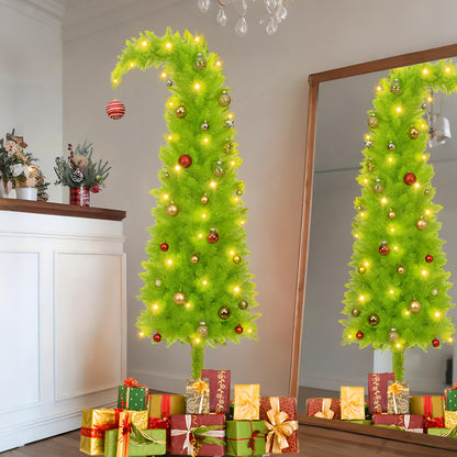 6-foot Artificial Christmas Tree - Bendable, Unique Decorations, Tree Skirt, String Lights, Christmas Ball | Party Decor for Shop Window
