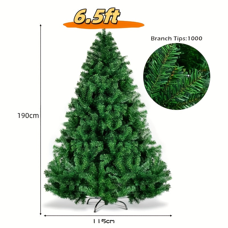 A High-quality Artificial Christmas Tree Consisting Of 1000 Branches At 6.5 Feet Is Easy To Assemble And Comes With A Metal Base, Making It Perfect For Holiday Parties And Families To Decorate The Christmas Tree Together