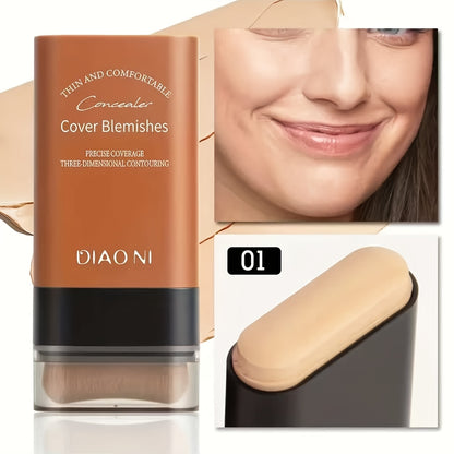 2-in-1 Concealer & Foundation Stick - Waterproof & Sweatproof Full Coverage Foundation With Buildable Concealer, Long-Lasting Matte Finish, All-Day Wear For Flawless Makeup - Suitable For All Light Beige Types Including Sensi