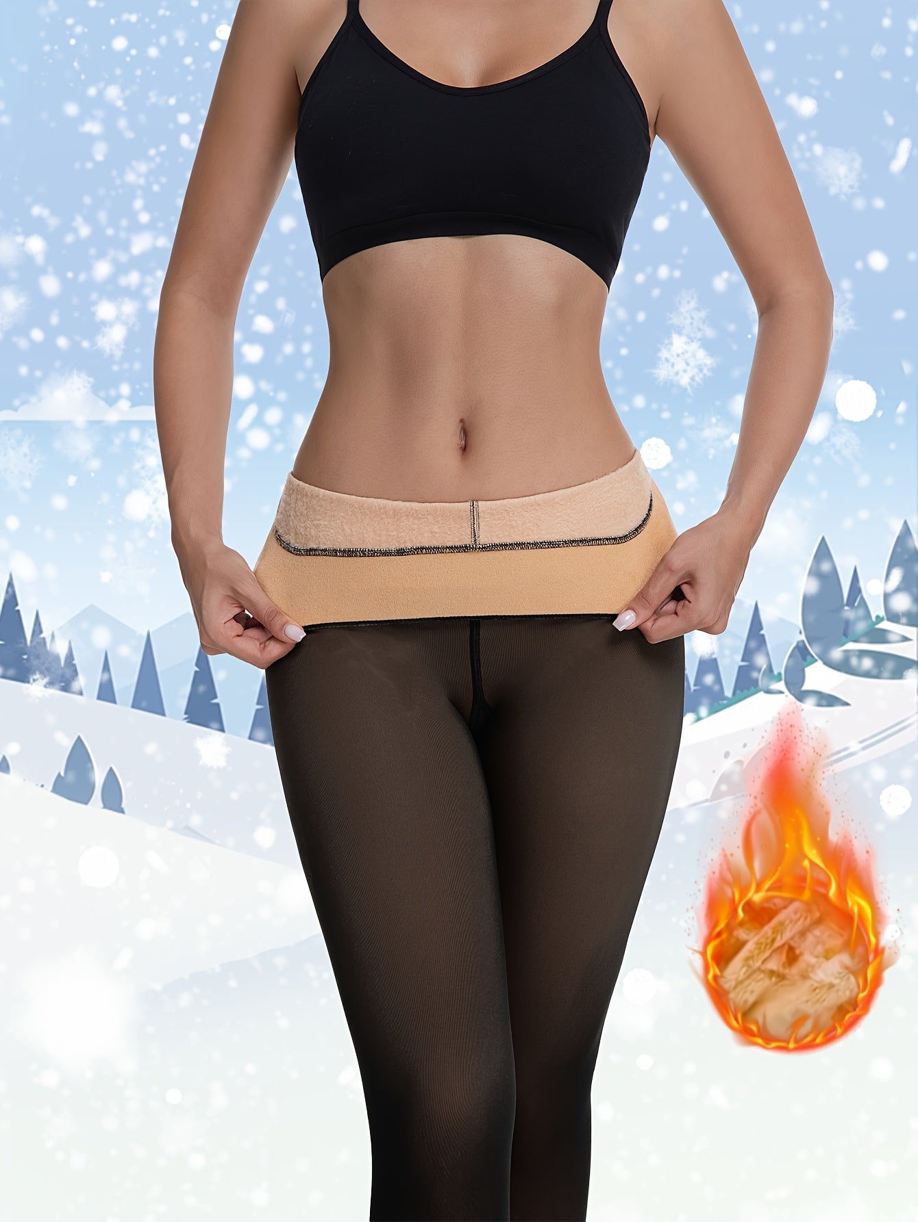 Fake Semi-Transparent Warm Pantyhose - Thick Transparent Tights with High-Elasticity Full Coverage Leggings, Solid Color for boots, Short Skirts & Dresses - Machine Washable Winter Wear (Not see-through)