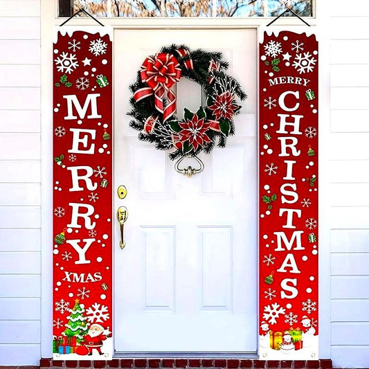 Christmas Door Banner Door Couplet Merry Christmas Decoration for Home 2025 Navidad Kerst Natal Noel Xmas Decor New Year 2026