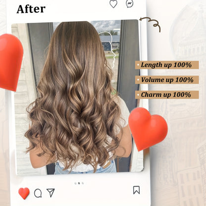 7 Sets (16 Clips) Clip-In Curly Hair Extensions for Women - 24" Long Blonde/Brown/Beige/Balayage Ombre Wavy Wig Pieces, -Looking Volume & Length for Everyday, Parties, Weddings, Sensitive Scalp Friendly - Easy Clip-On Extensi