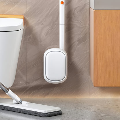 White Disposable Toilet Brush Set with Wall-Mounted Holder And Scrubbing Solution Wand Refills - Bathroom Cleaning Kit (1-Pack)