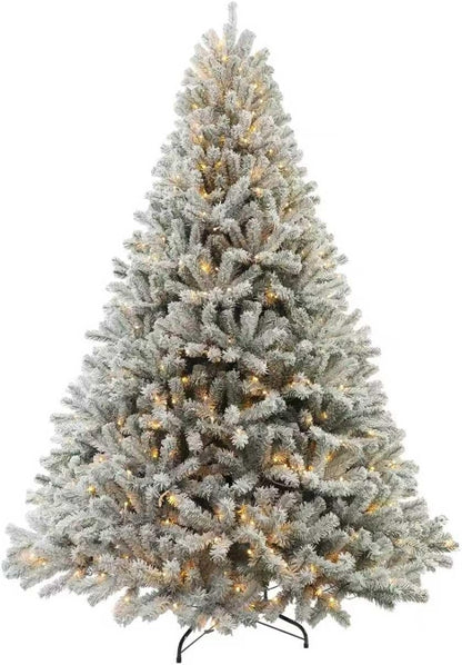 Prelit Christmas Tree with Lights 6Ft - Premium Snow Flocked Artificial Xmas Tree,With 874 Branch Tips and 250 Warm Lightsm,Support Automatique,Perfect Choice for Christmas Decorations,White