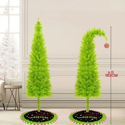6-foot Artificial Christmas Tree - Bendable, Unique Decorations, Tree Skirt, String Lights, Christmas Ball | Party Decor for Shop Window