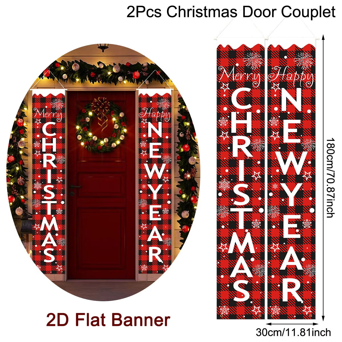 Christmas Door Banner Door Couplet Merry Christmas Decoration for Home 2025 Navidad Kerst Natal Noel Xmas Decor New Year 2026