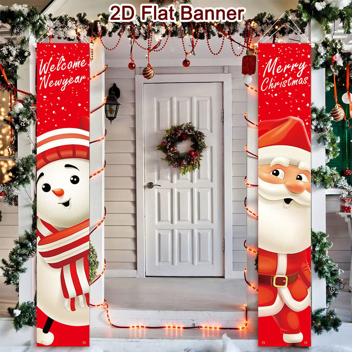 Christmas Door Banner Door Couplet Merry Christmas Decoration for Home 2025 Navidad Kerst Natal Noel Xmas Decor New Year 2026