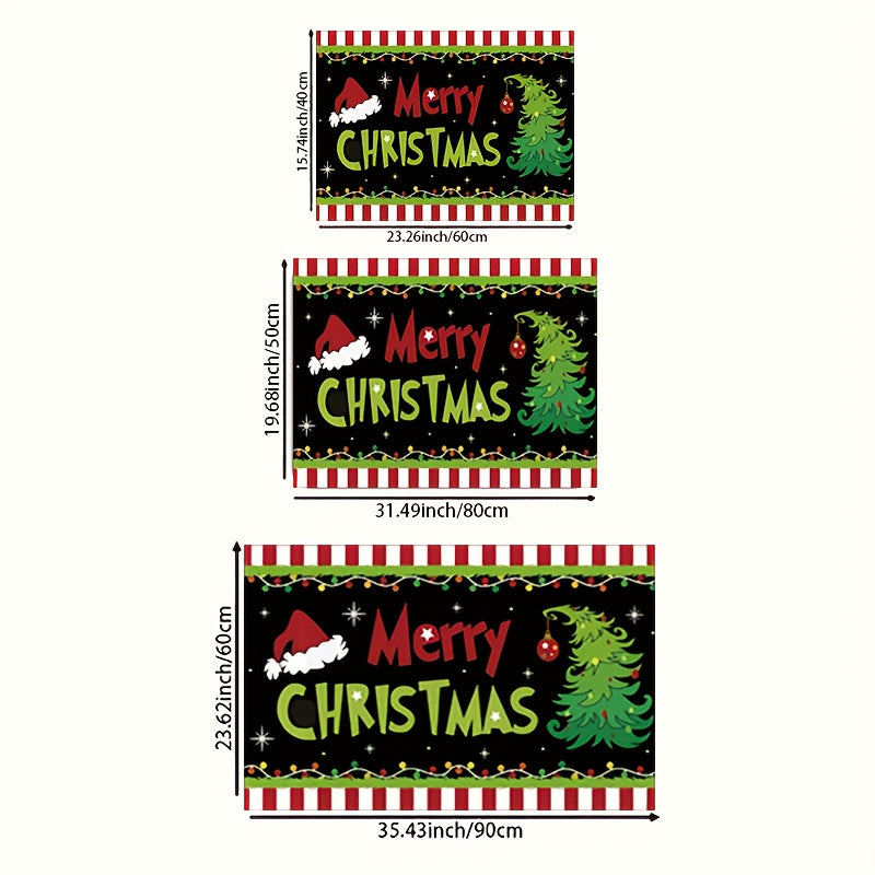 1pc holiday Christmas gift welcome doormat with Christmas joy poster design, suitable for living room, bedroom, bathroom, kitchen, and laundry room decoration, festive entrance mat seasonal decoration, Christmas Doormat, Fest