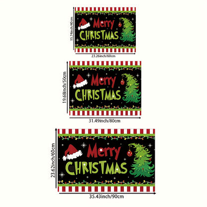 1pc holiday Christmas gift welcome doormat with Christmas joy poster design, suitable for living room, bedroom, bathroom, kitchen, and laundry room decoration, festive entrance mat seasonal decoration, Christmas Doormat, Fest