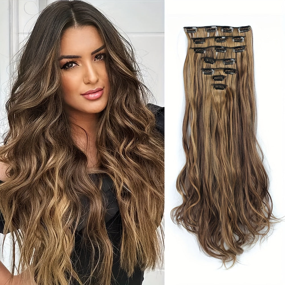 Suitable for Women 16 Cards 7pcs Water Ripple Large Wave Viscose Hair Extension Pieces Increase Hair Volume Wig Pieces Halloween