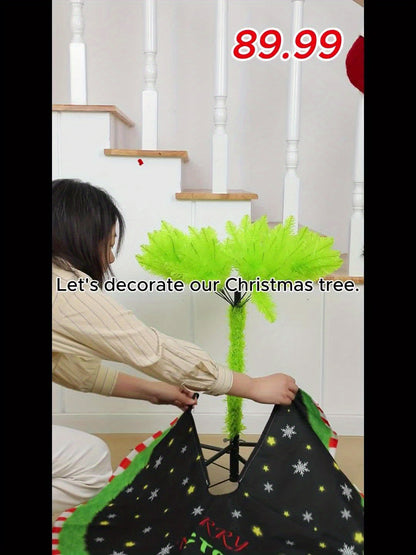 6-foot Artificial Christmas Tree - Bendable, Unique Decorations, Tree Skirt, String Lights, Christmas Ball | Party Decor for Shop Window