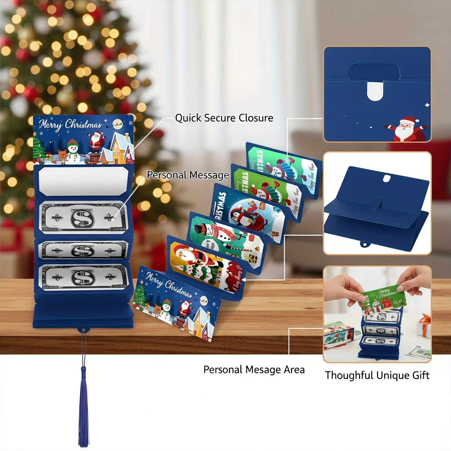 3/6pcs Of New Christmas Cash Gift Envelopes with Wallets, Christmas Cash Envelopes with Multiple Slots, Suitable As Christmas Gifts, Can Hold Cards, Practical Christmas Present, Christmas Gift Bags, Christmas Decorations, Gif