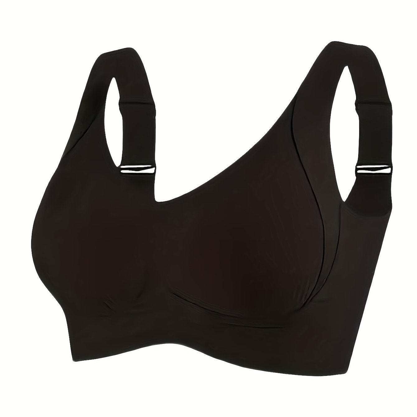 1/2/4pcs Women'S Seamless Bra - Elegant Solid Color, Wide Shoulder Straps And Built-in Bra, Comfortable And Breathable Wireless Support, No Padding Ribbed Texture - Available In White, Beige, Black, Brow