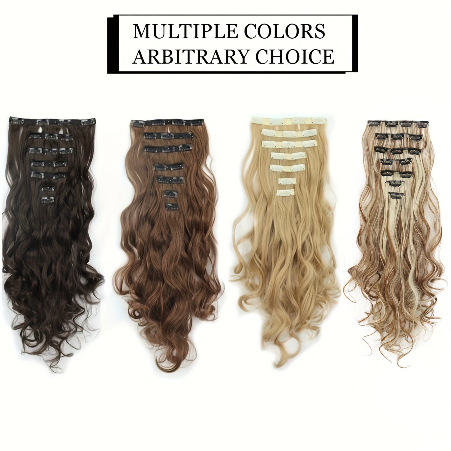 Suitable for Women 16 Cards 7pcs Water Ripple Large Wave Viscose Hair Extension Pieces Increase Hair Volume Wig Pieces Halloween