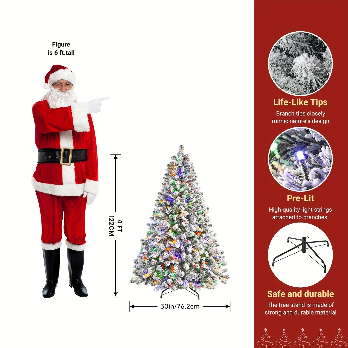 6.5ft Prelit Snow Flocked Artificial Christmas Tree with Remote Control - 170-640 RGB Lights, 378-1938 Branch Tips, Easy to Assemble, Minimal Fluff Shedding, Full & Lush Foliage for Home, Office, Party Decoration, 4/5/6/7/7.5
