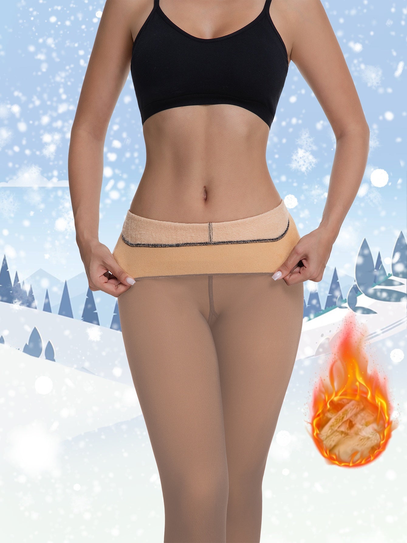 Fake Semi-Transparent Warm Pantyhose - Thick Transparent Tights with High-Elasticity Full Coverage Leggings, Solid Color for boots, Short Skirts & Dresses - Machine Washable Winter Wear (Not see-through)