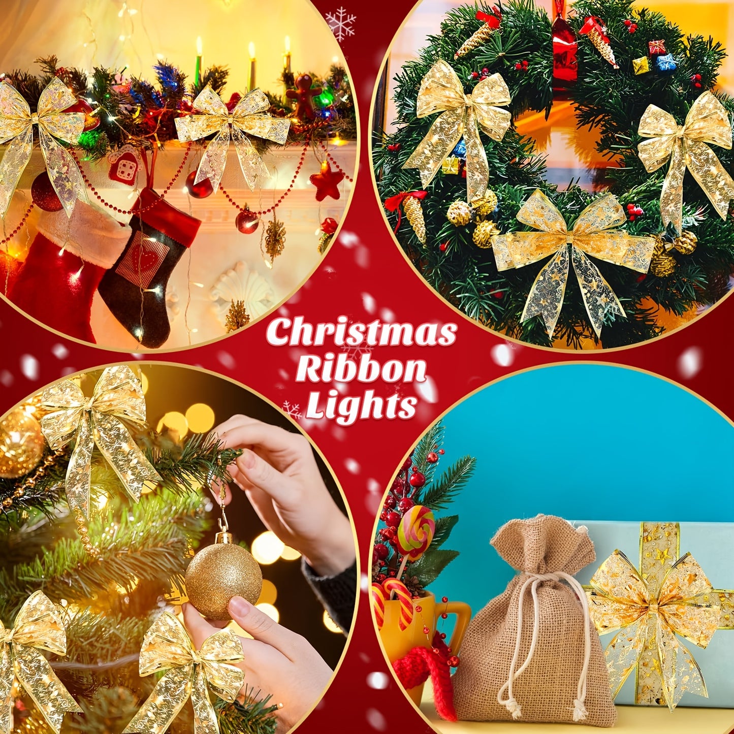 1Pc Christmas Tree Decorative Light, Battery-Powered 100LED Golden Ribbon Fairy Lights With 2 Modes (Fast/Slow Flash), For Christmas Tree, Bedroom, Porch, Holiday, Wedding, Christmas, Party And Gift Box