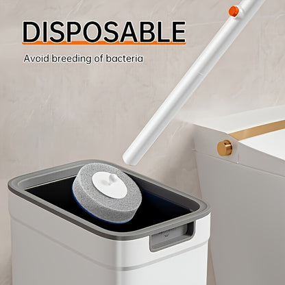 White Disposable Toilet Brush Set with Wall-Mounted Holder And Scrubbing Solution Wand Refills - Bathroom Cleaning Kit (1-Pack)