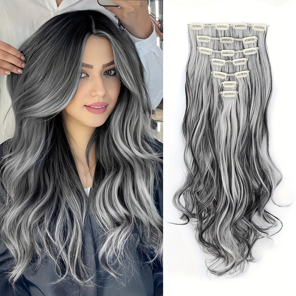 Suitable for Women 16 Cards 7pcs Water Ripple Large Wave Viscose Hair Extension Pieces Increase Hair Volume Wig Pieces Halloween