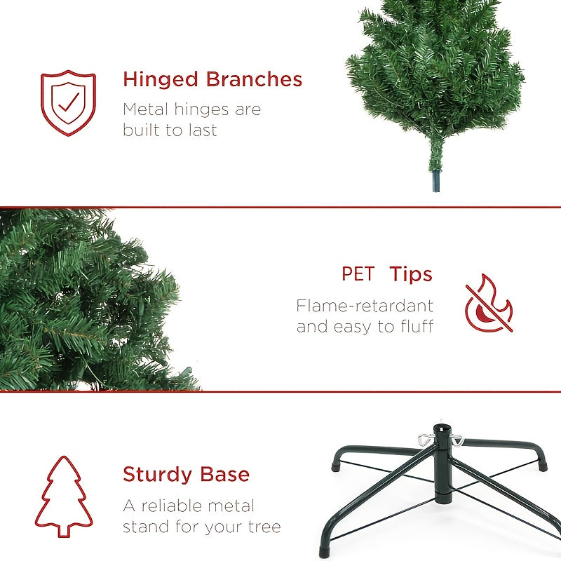 A High-quality Artificial Christmas Tree Consisting Of 1000 Branches At 6.5 Feet Is Easy To Assemble And Comes With A Metal Base, Making It Perfect For Holiday Parties And Families To Decorate The Christmas Tree Together