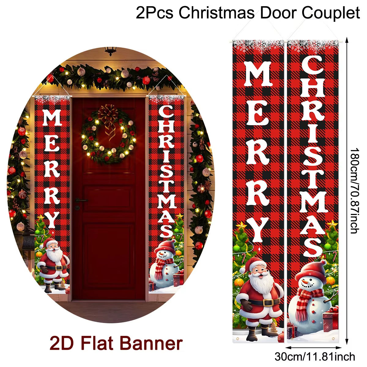 Christmas Door Banner Door Couplet Merry Christmas Decoration for Home 2025 Navidad Kerst Natal Noel Xmas Decor New Year 2026