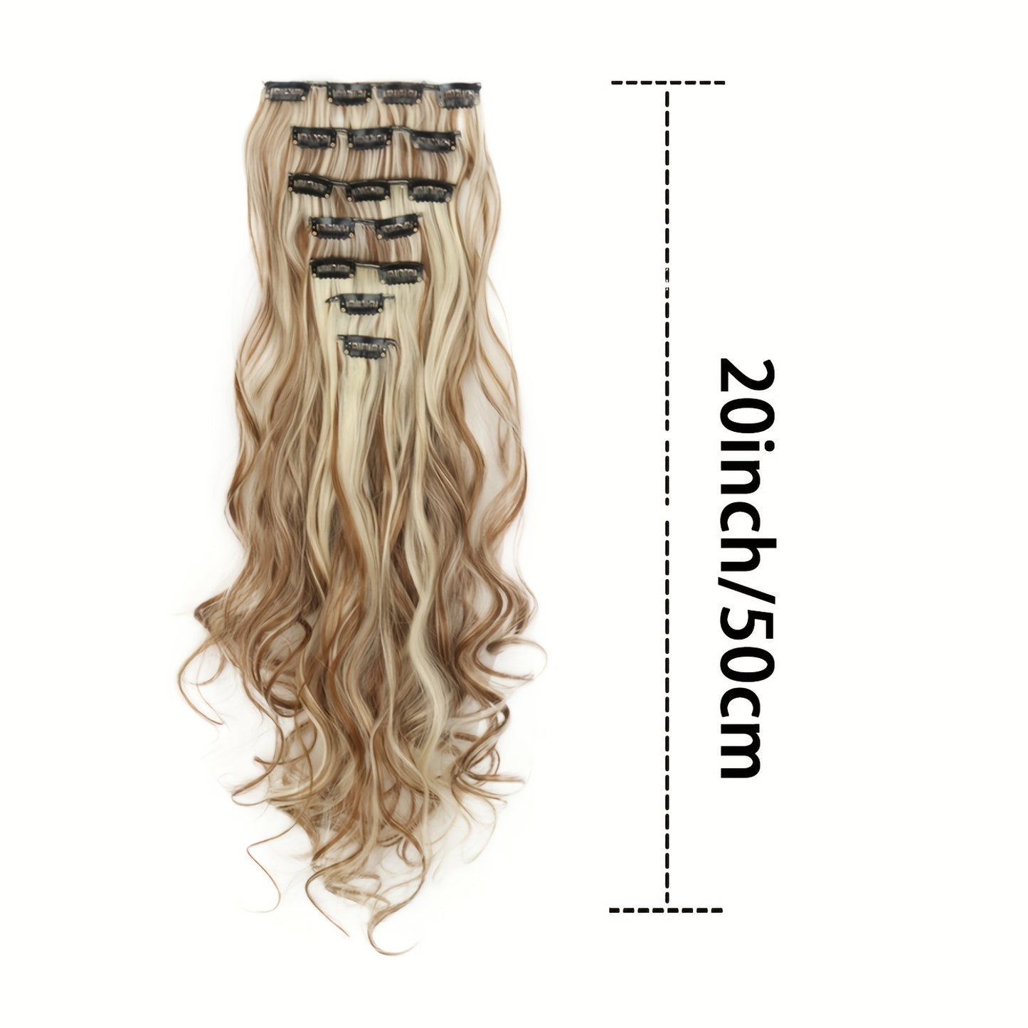 Suitable for Women 16 Cards 7pcs Water Ripple Large Wave Viscose Hair Extension Pieces Increase Hair Volume Wig Pieces Halloween
