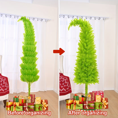 6-foot Artificial Christmas Tree - Bendable, Unique Decorations, Tree Skirt, String Lights, Christmas Ball | Party Decor for Shop Window
