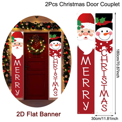 Christmas Door Banner Door Couplet Merry Christmas Decoration for Home 2025 Navidad Kerst Natal Noel Xmas Decor New Year 2026
