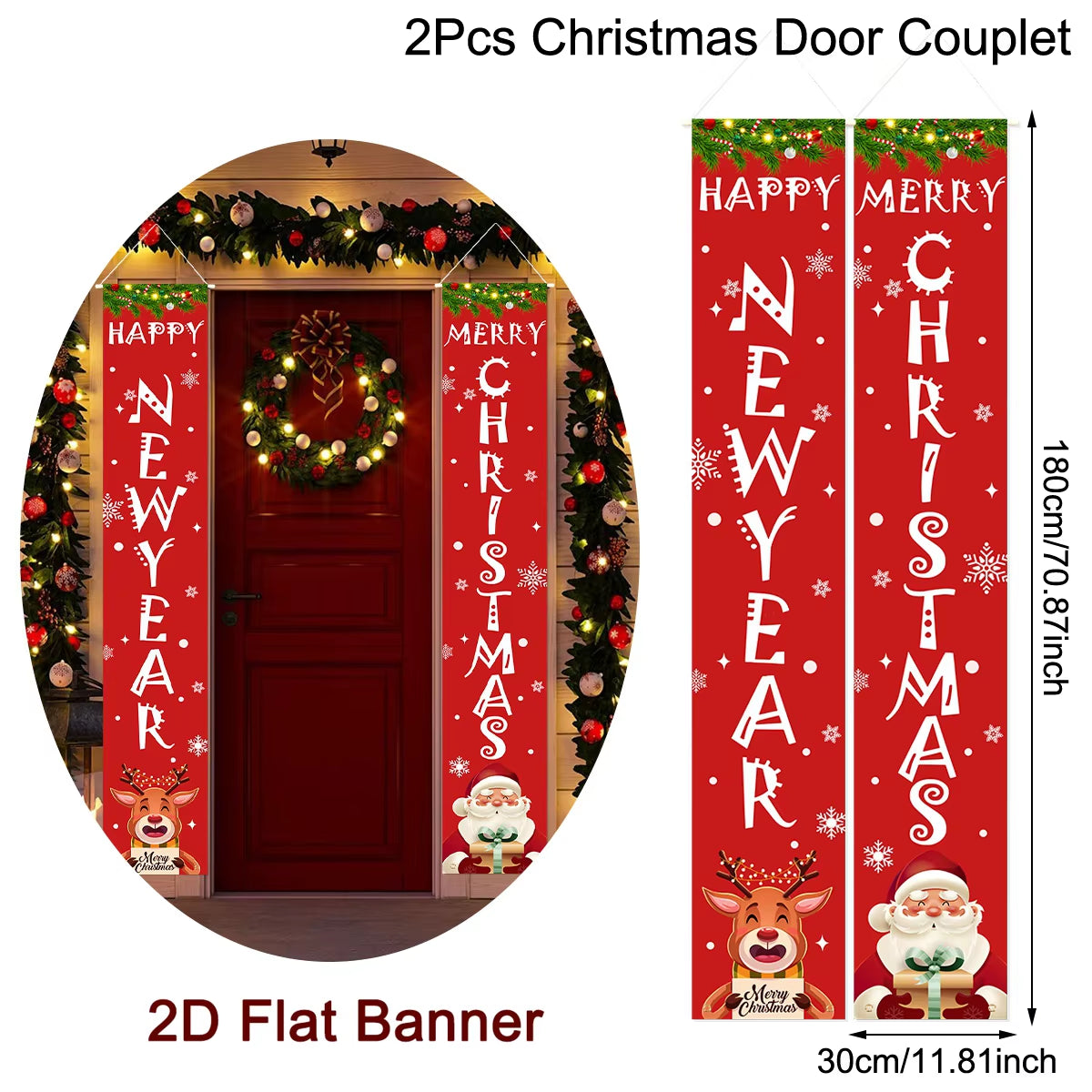 Christmas Door Banner Door Couplet Merry Christmas Decoration for Home 2025 Navidad Kerst Natal Noel Xmas Decor New Year 2026