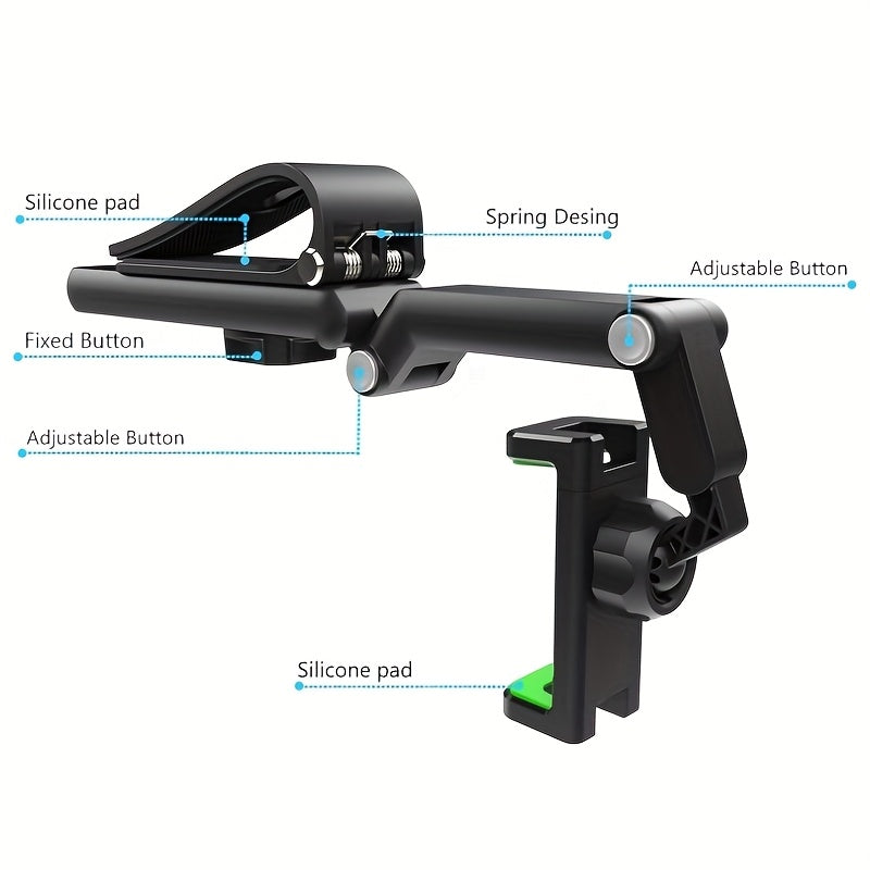 1 Universal 1080 ° Rotatable Car Phone Holder, Installed On The Sunshade Car Holder, Durable ABS Material, Suitable For Adjustable Installation In Bedrooms, Kitchens, And Vehicles