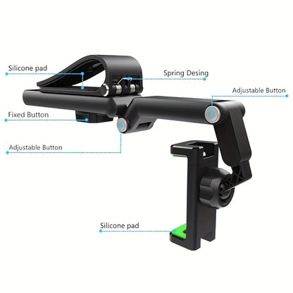 1 Universal 1080 ° Rotatable Car Phone Holder, Installed On The Sunshade Car Holder, Durable ABS Material, Suitable For Adjustable Installation In Bedrooms, Kitchens, And Vehicles