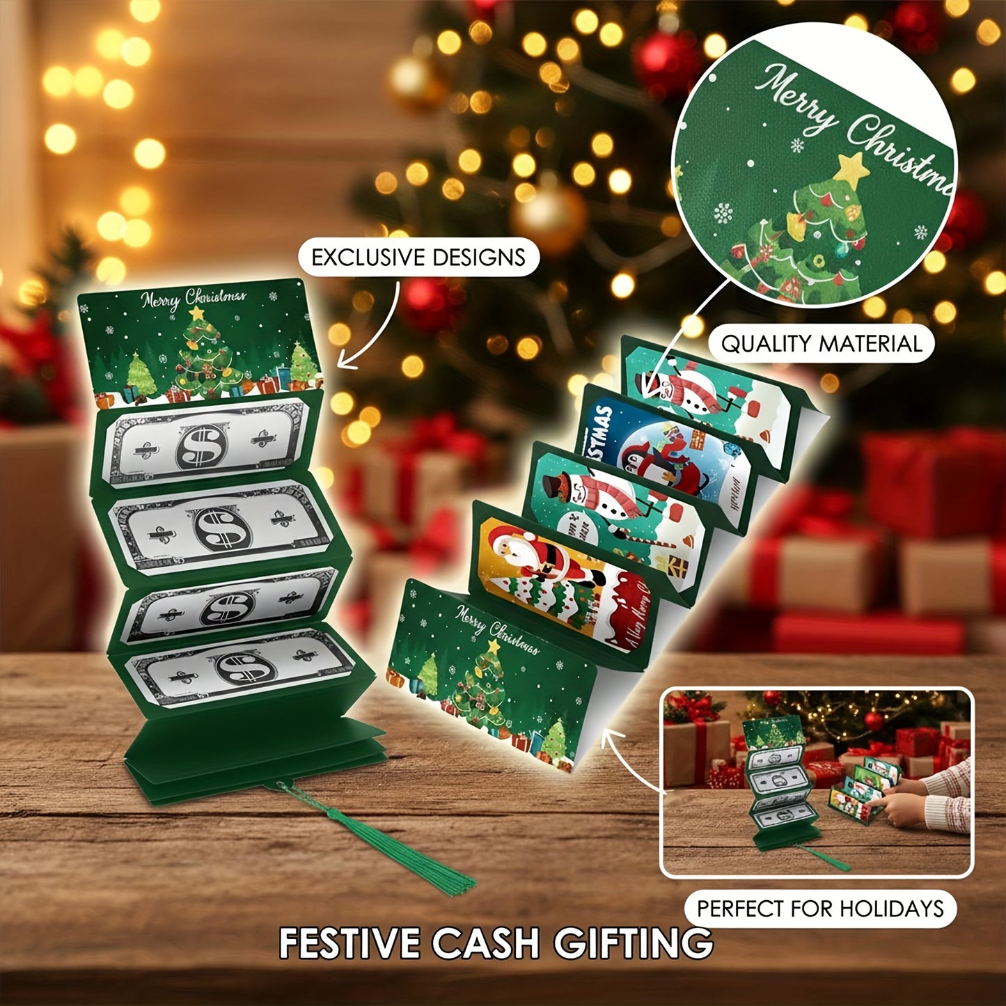 3/6pcs Of New Christmas Cash Gift Envelopes with Wallets, Christmas Cash Envelopes with Multiple Slots, Suitable As Christmas Gifts, Can Hold Cards, Practical Christmas Present, Christmas Gift Bags, Christmas Decorations, Gif