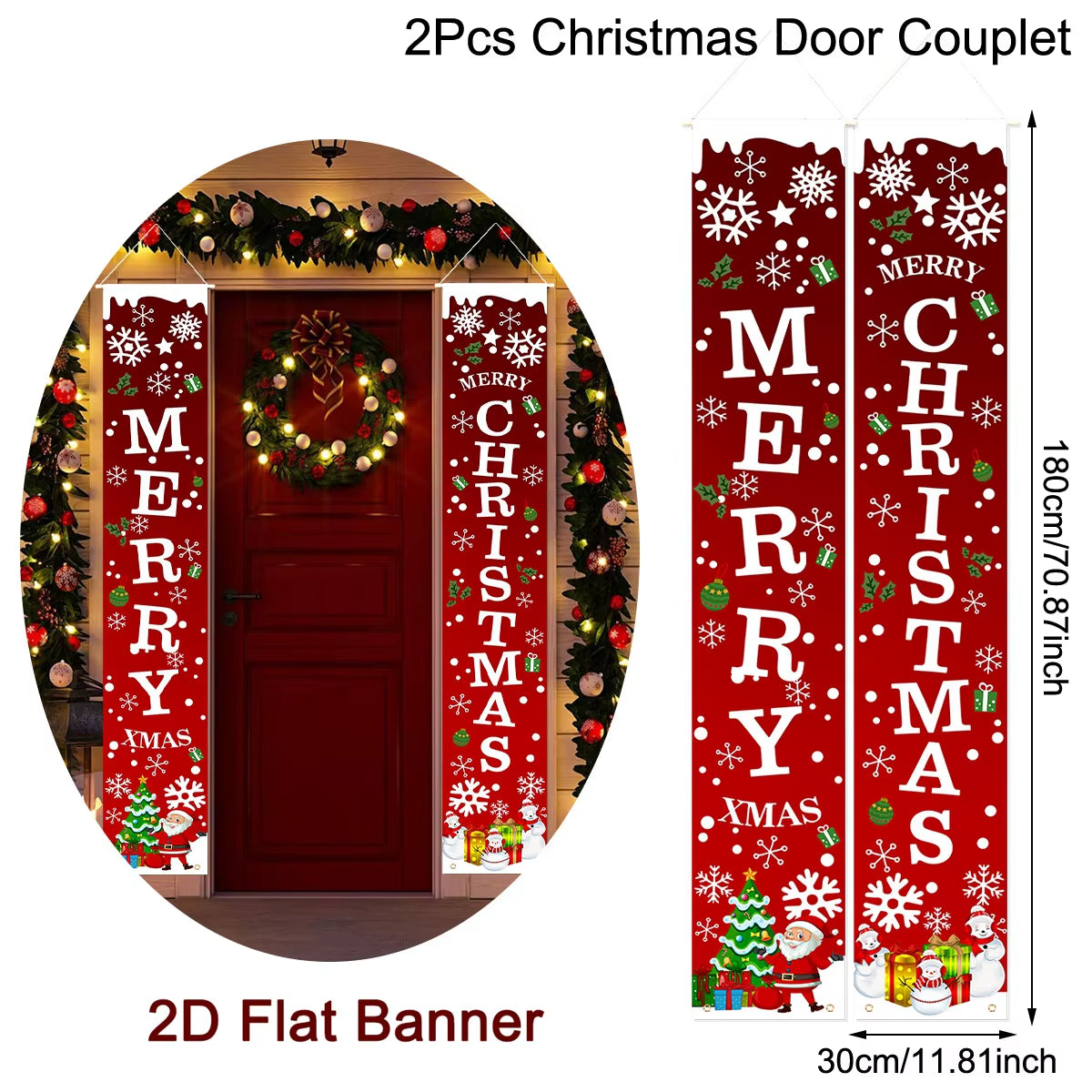 Christmas Door Banner Door Couplet Merry Christmas Decoration for Home 2025 Navidad Kerst Natal Noel Xmas Decor New Year 2026